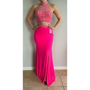 Jovani Hot Pink Skirt Set
